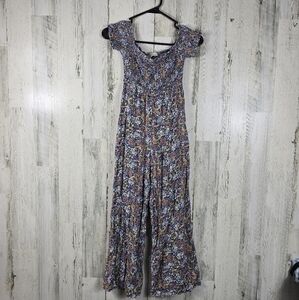 3/$15 rewind floral off the shoulder jumpsuit women's size XS